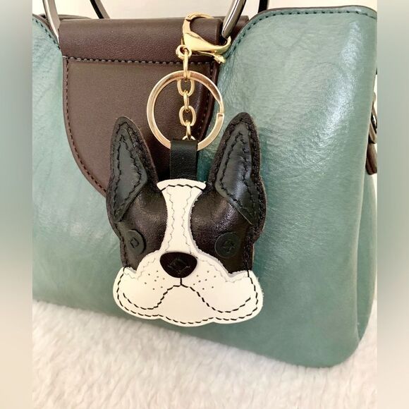Handmade Genuine Leather French Bulldog Bag Charm/Keychain - Picture 9 of 14